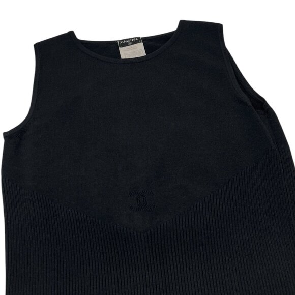 CHANEL Vintage 05P CC Logo Summer Knit Tank Top #38 Rib Round Neck [105407] - Picture 4 of 10